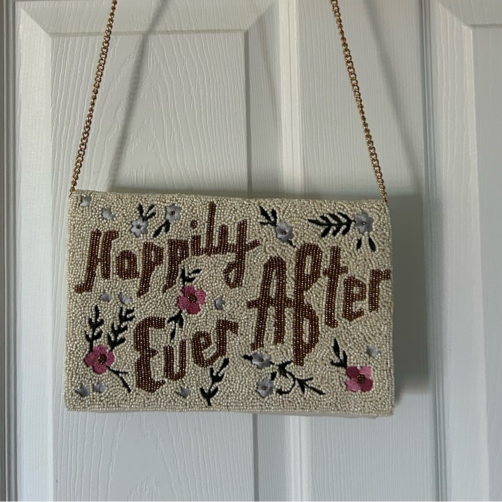 Beaded 'Happily Ever After' Crossbody Bag - Floral Script
